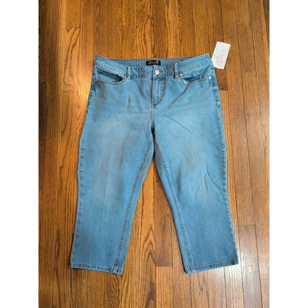 Seven 7 Womens Mid‎ Rise Skinny Jean Cropped Size 16 Light Wash Stretch